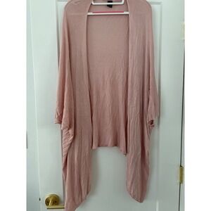 Drapey‎ Open Front Cardigan Shrug Cover Up One Size Pale Pink Rayon Knit
